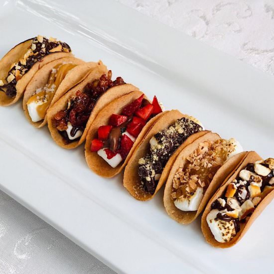 7 S'more Dessert Tacos (Indoor fun) - Recipe photo by The Sum of All Sweets