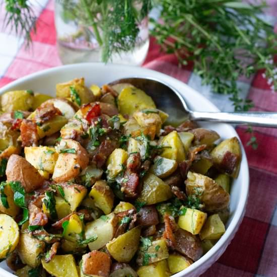 Herb Roasted Potato Salad - Recipe photo by whattheforksfordinner