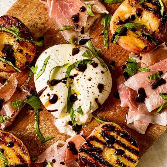 Burrata and Grilled Peach Salad - Recipe photo by Real Food with Sarah