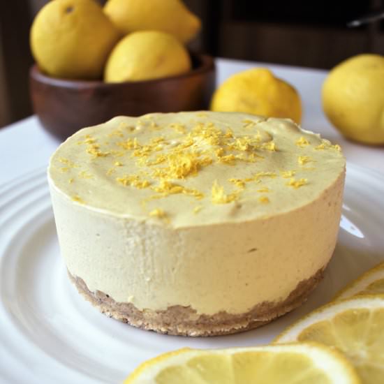 Gluten Free Lemon Vegan Cheesecake - Recipe photo by TheHomeBakedVegan