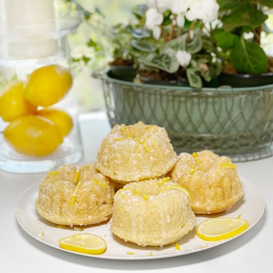 Glazen Lemon Cake in Mini Bundt Pan - Recipe photo by inspiringkitchen