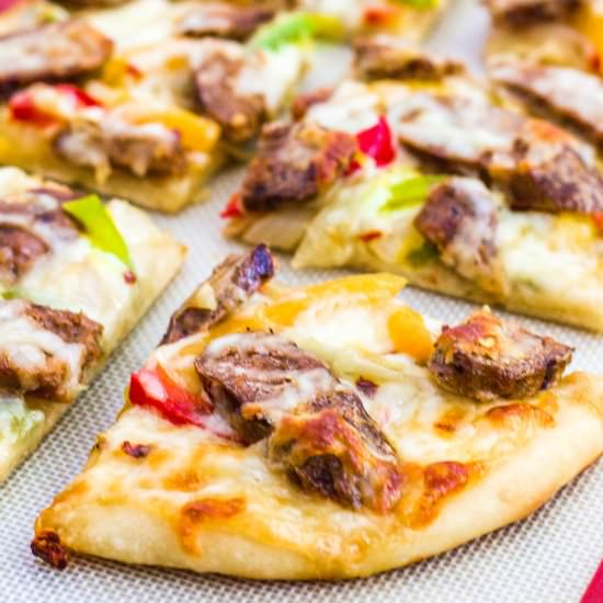 Sausage pepper onion white pizza - Recipe photo by George Ahmed