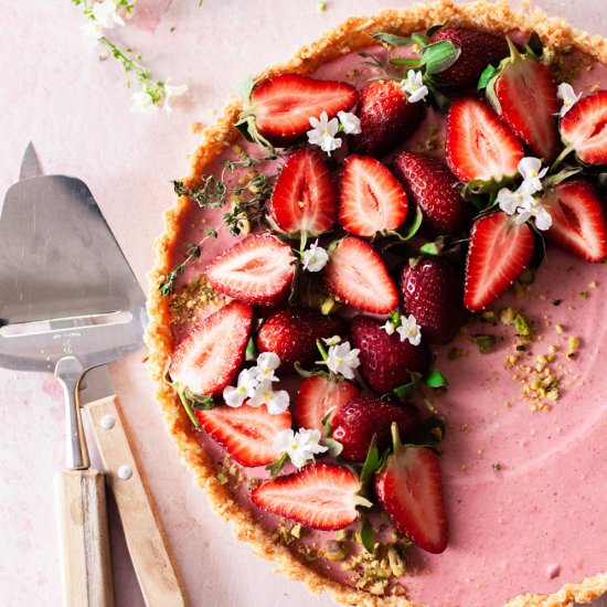 Strawberry and Thyme Mousse Tart - Recipe photo by jaimieeats
