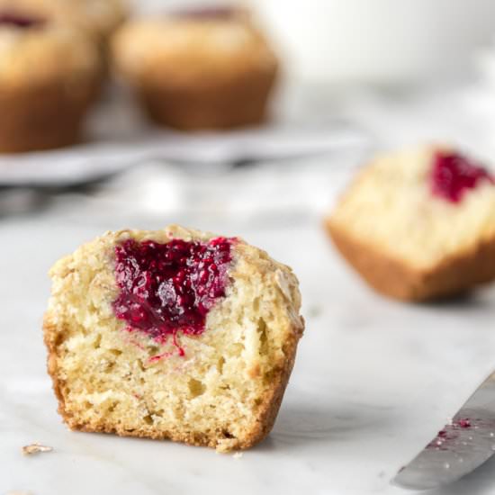raspberry jam oat muffins - Recipe photo by withspice