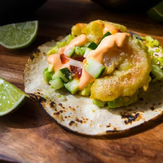 Wasabi Shrimp Sushi Tacos - Recipe photo by JawnsICooked