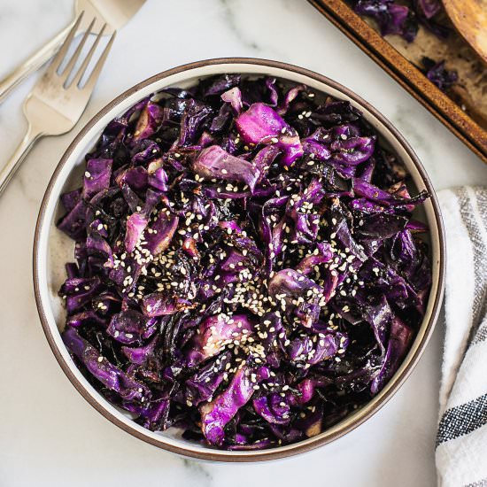 Oven roasted purple cabbage - Recipe photo by Shuangys Kitchensink