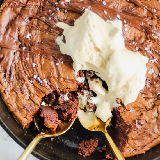 Triple Chocolate Brownie Skillet - Recipe photo by ourbalancedbowl