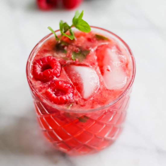Raspberry Bourbon Smash - Recipe photo by ourbalancedbowl