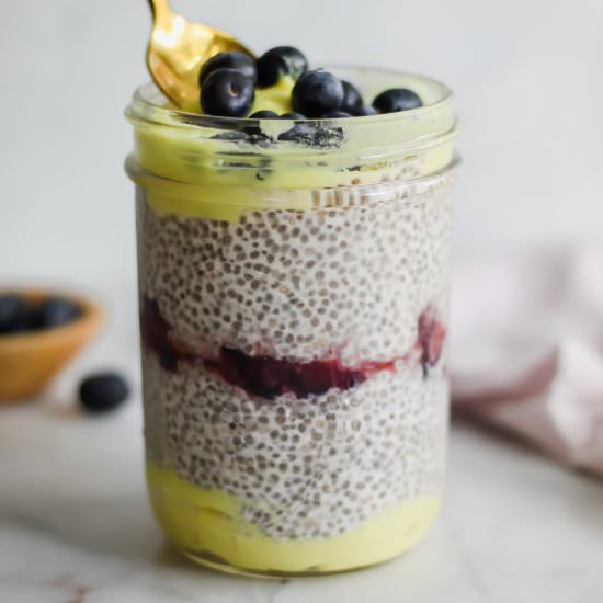 Lemon Blueberry Chia Pudding - Recipe photo by ourbalancedbowl