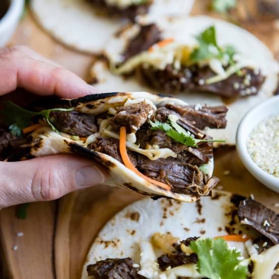 Korean Flavored Instant Pot Tacos - Recipe photo by Howe We Live