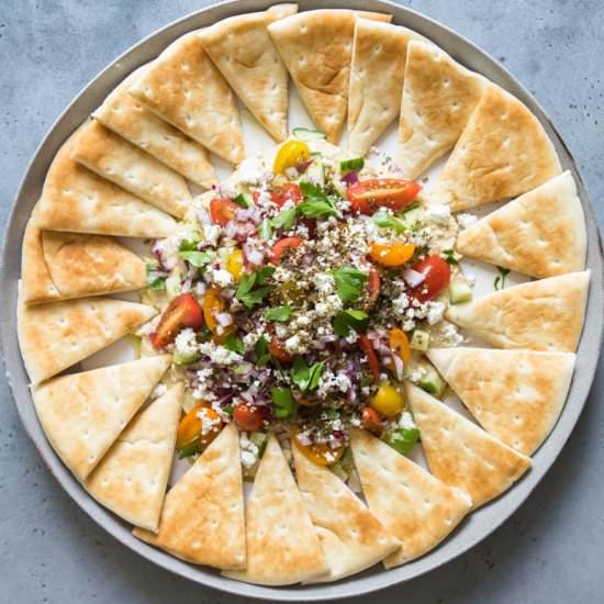 Fresh Veggie Layered Hummus Dip - Recipe photo by Howe We Live