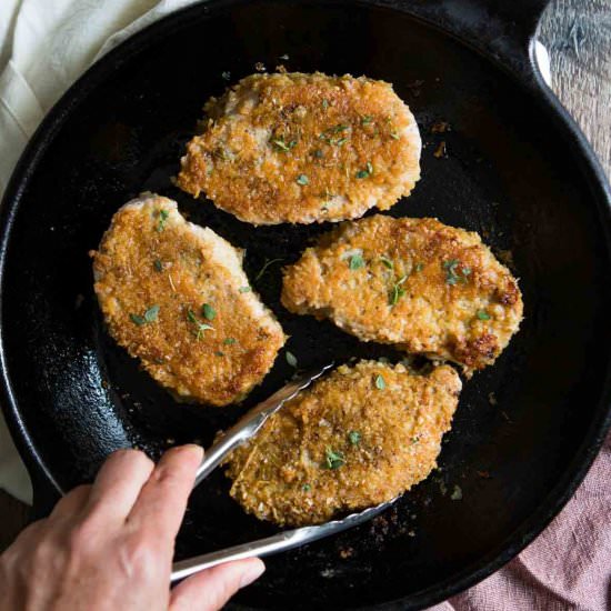 Garlic Parmesan Crusted Pork Chops - Recipe photo by Howe We Live