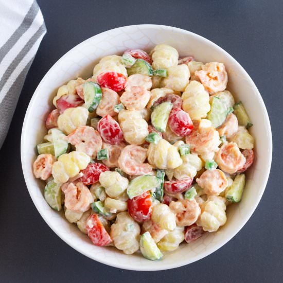 Creamy Shrimp Pasta Salad - Recipe photo by celebratingflavors