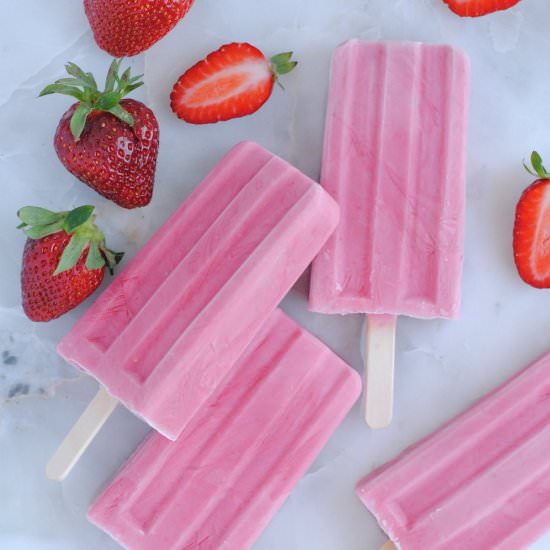 Strawberry Yogurt Popsicles - Recipe photo by never any thyme