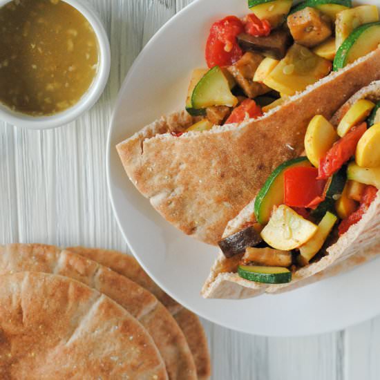 Mediterranean Veggie Pitas - Recipe photo by never any thyme
