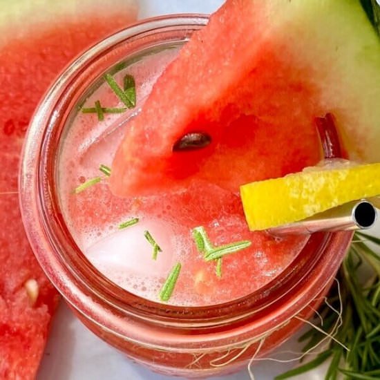Watermelon Lemonade with Rosemary - Recipe photo by Maplewoodroad.com