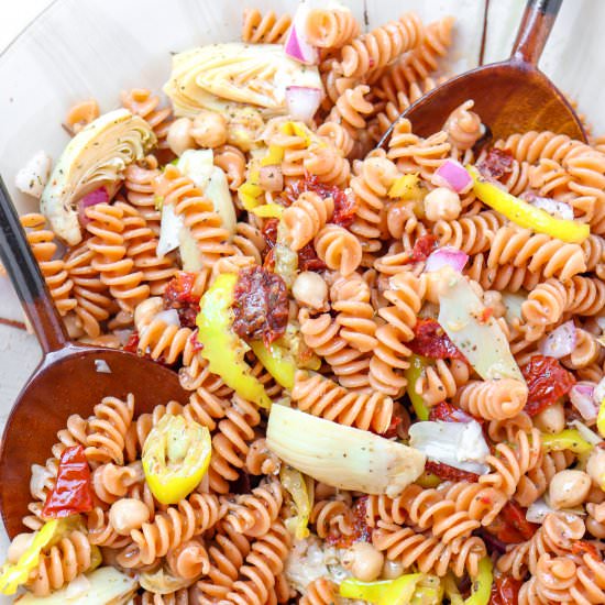 Red Lentil Pasta Salad - Recipe photo by The Traveling Dietitian