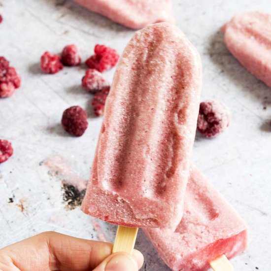 Raspberry ice lollies - Recipe photo by Mandy Sneaky Veg