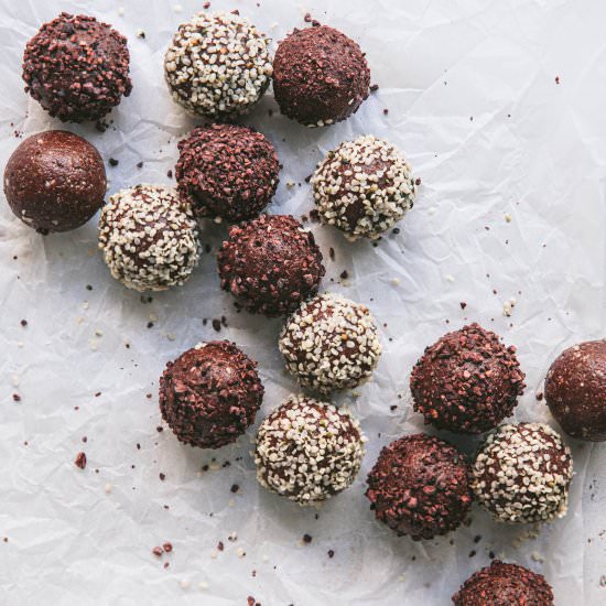 Nut Free Chocolate Bliss Balls - Recipe photo by Our Nourishing Table