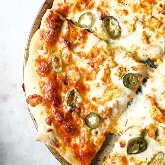 Chicken and jalapeño pizza - Recipe photo by servingdumplings