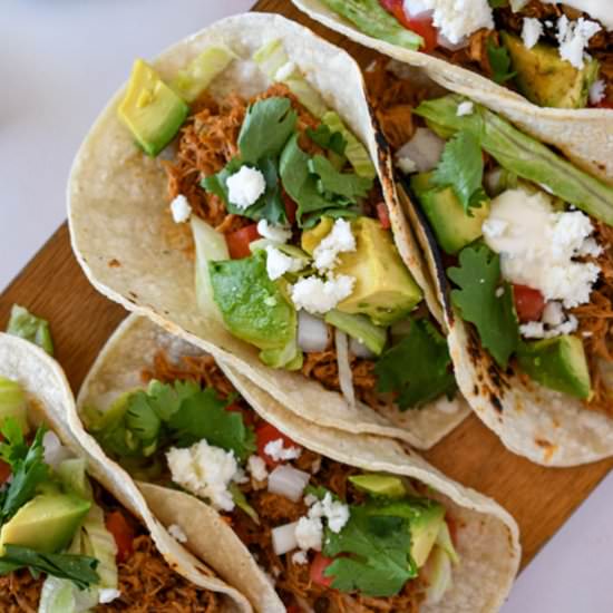 Chicken Tinga Instant Pot Tacos - Recipe photo by theseasonaljunkie