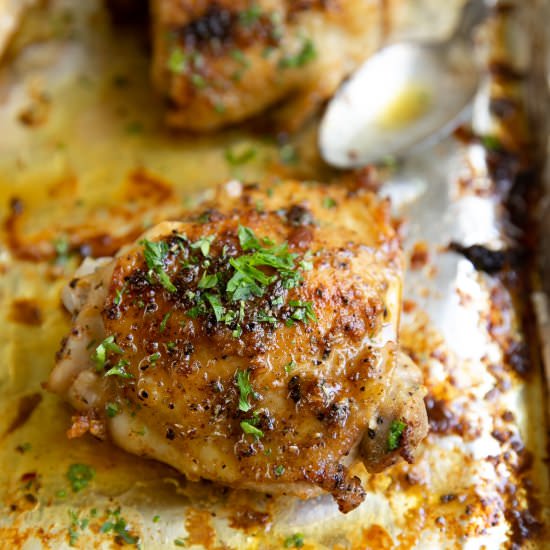 Baked Chicken Thighs - Recipe photo by theforkedspoon