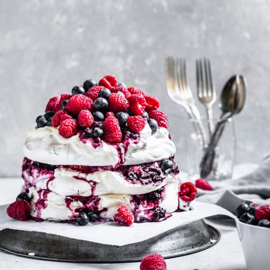 Very Berry Pavlova Cake - Recipe photo by OneSarcasticBaker