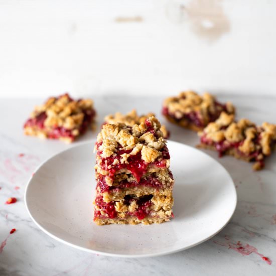 Vegan Raspberry Bars - Recipe photo by greenseggsandyams