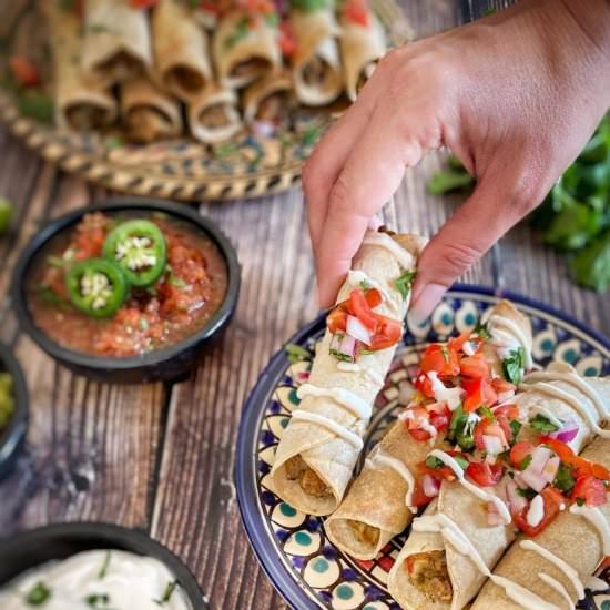 Baked Vegan Taquitos - Recipe photo by No Sweat Vegan