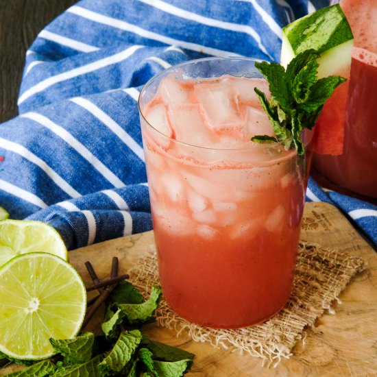 Watermelon Cucumber Gin & Tonic - Recipe photo by Everyday Gourmet with Blakely