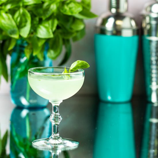 Basil Gimlet Cocktail - Recipe photo by sidewalkshoes