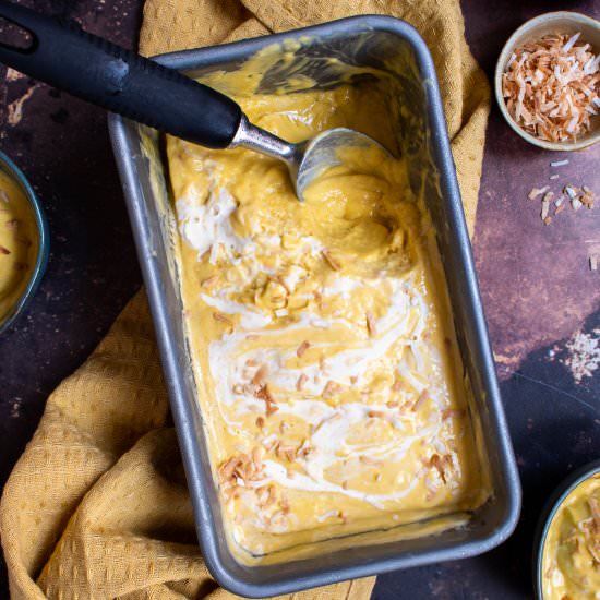 Mango coconut lemongrass soft serve - Recipe photo by cherryonmysundae