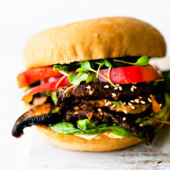 Asian BBQ Mushroom Steak Burger - Recipe photo by Cotter Crunch