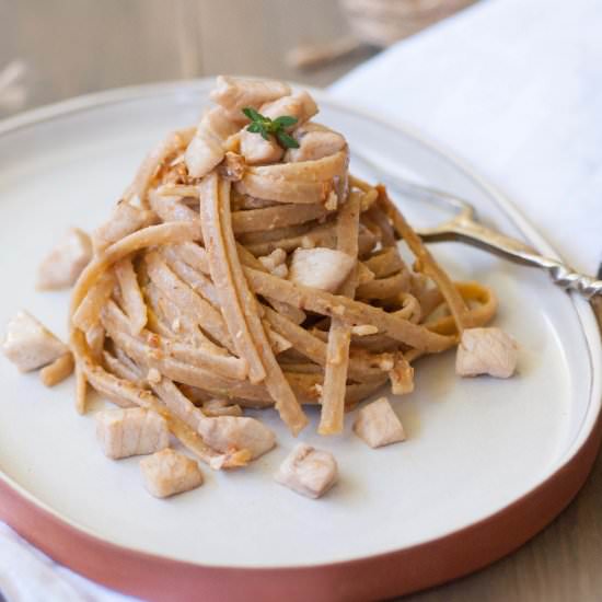 Pasta with swordfish and almond - Recipe photo by streghetta in cucina