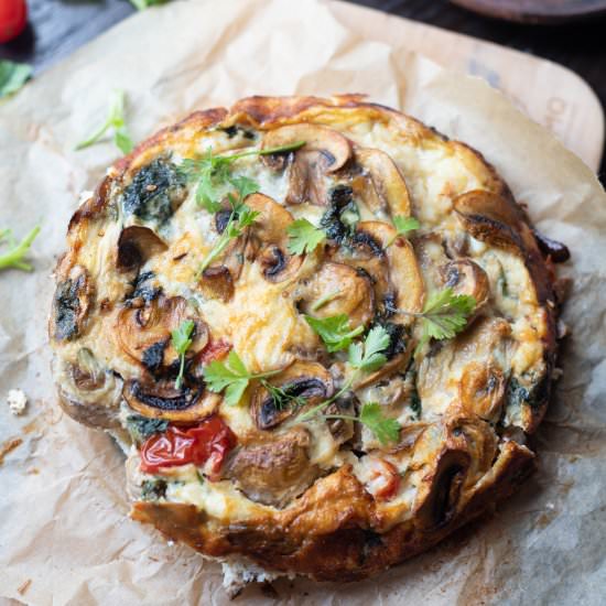 Spinach Mushroom Frittata - Recipe photo by Fatrainbow