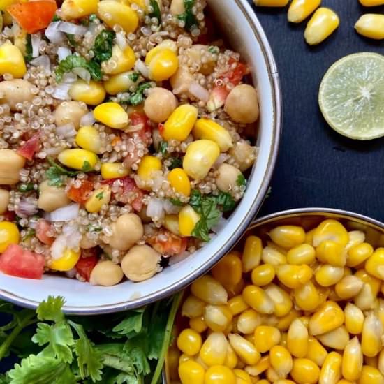 Quinoa salad with corns & chickpea - Recipe photo by shellyfoodspot