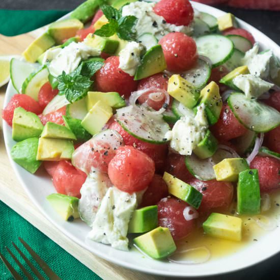 Watermelon Avocado Salad - Recipe photo by JawnsICooked