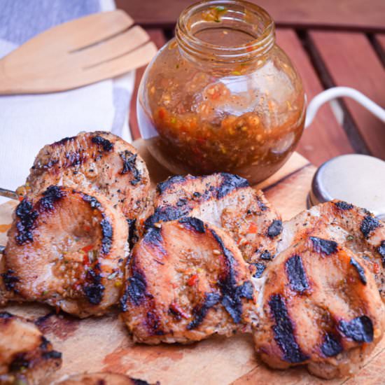 Grilled Pork Skewers with Jerk - Recipe photo by inthekitchnet