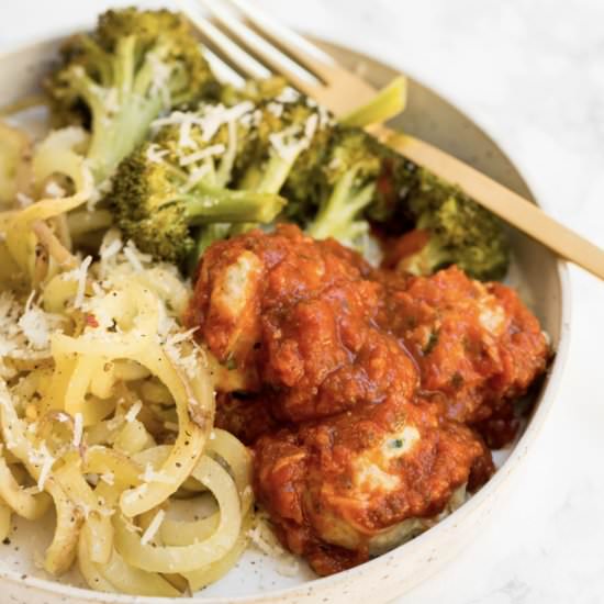 Sheet Pan Chicken Meatballs - Recipe photo by Inspiralized