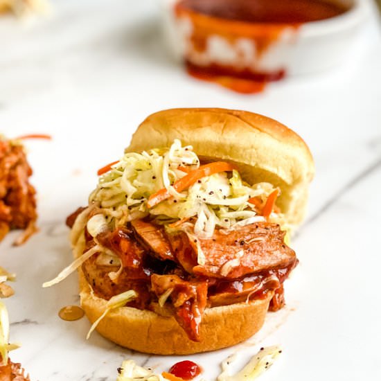 30 Minute Barbecue Pork Sandwiches - Recipe photo by amycaseycooks