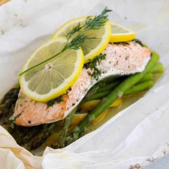 Salmon Asparagus Parchment Packs - Recipe photo by FitLiving Eats