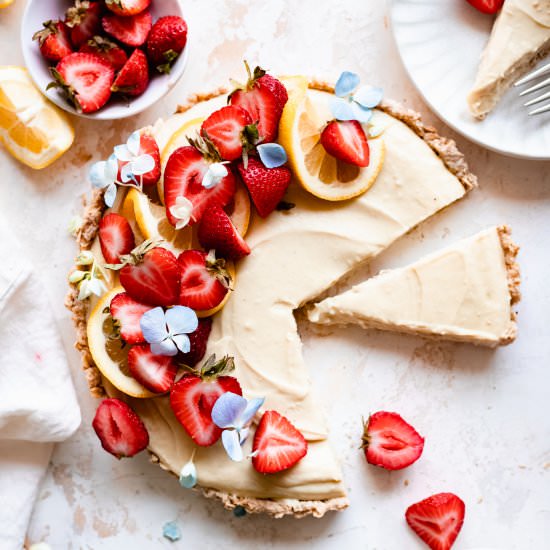 Vegan Lemon Tart (Tofu + Nut Free) - Recipe photo by thebananadiaries