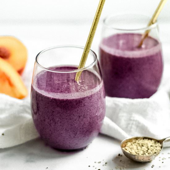 Blueberry Peach Zucchini Smoothie - Recipe photo by Sarah Gold Nutrition