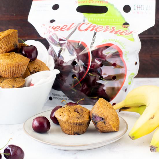 Banana Cherry Muffins - Recipe photo by Kelli @ Hungry Hobby