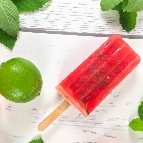Watermelon Lime Mint Popsicles - Recipe photo by summeryule.com