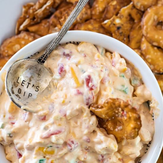 Corn and Jalapeno Pimento Spread - Recipe photo by theseasonaljunkie