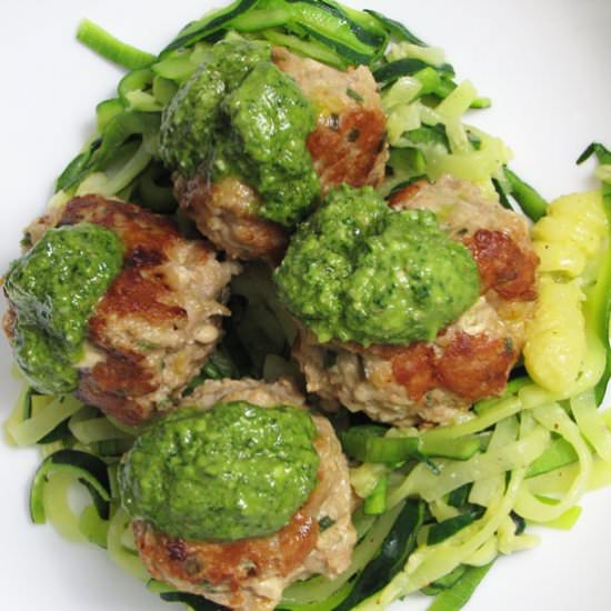 Turkey Meatballs w Parsley Pesto - Recipe photo by foodinbrief