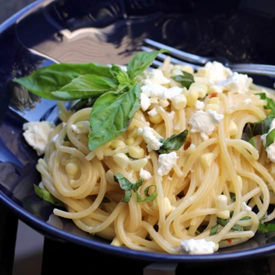 Creamy corn spaghetti - Recipe photo by Food Gal