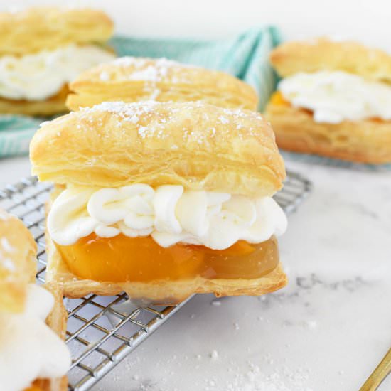 Peaches & Cream Puff Pastry - Recipe photo by Savvysavingcouple