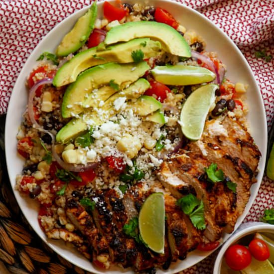 Grilled Chicken Quinoa Bowls - Recipe photo by Modern Meal Makeover